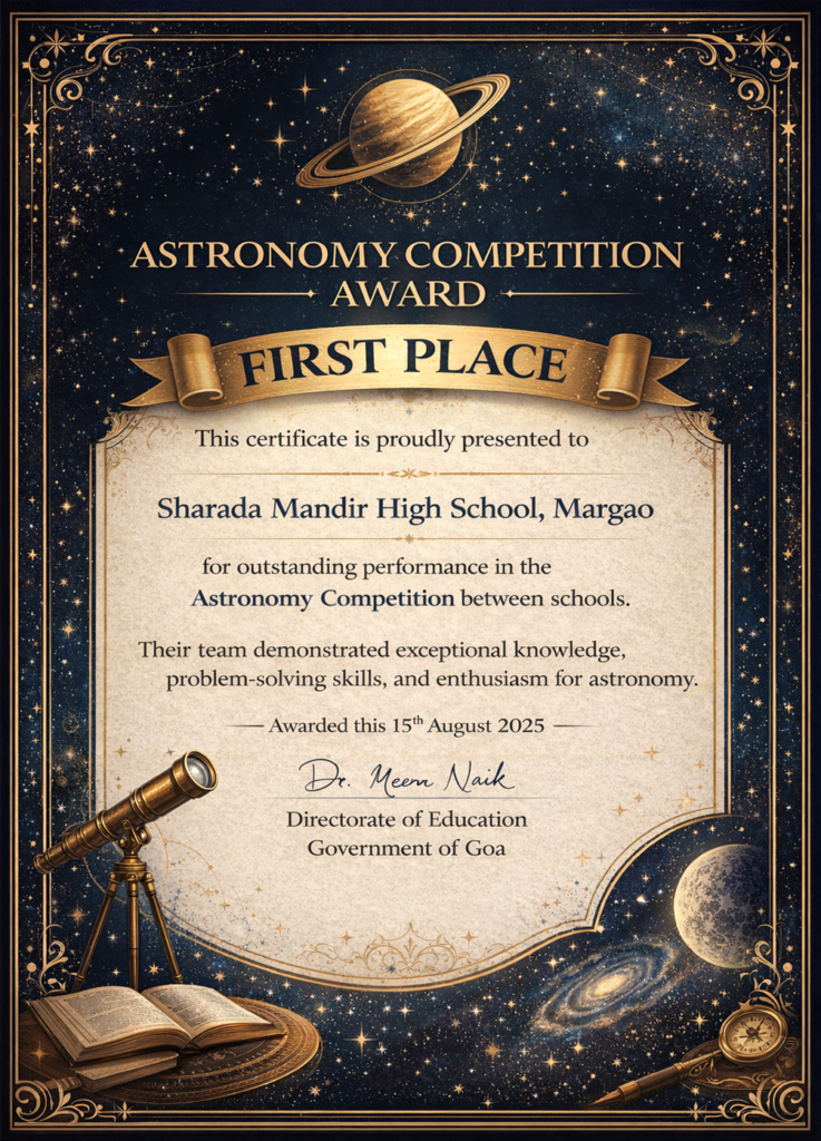 First Place Award in Astronomy